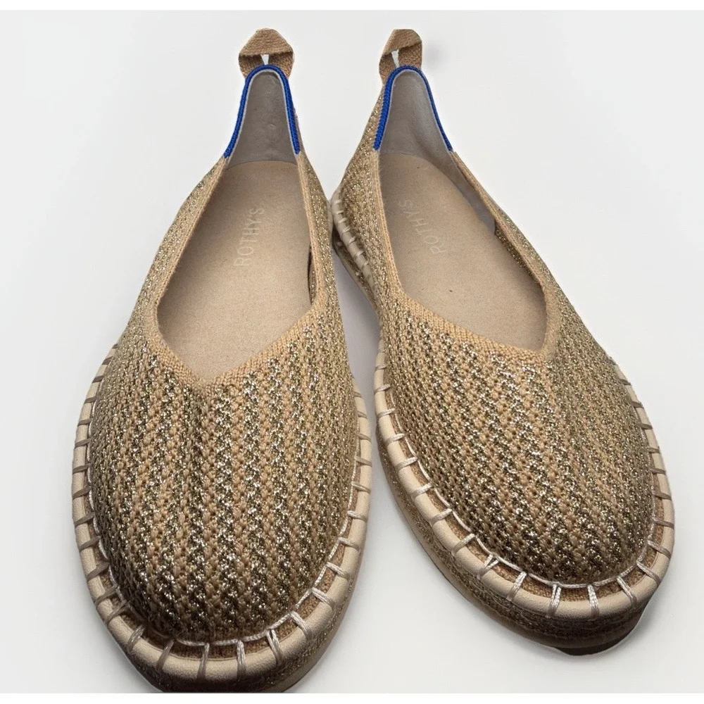 Rothy's Espadrille in Gold Stripe Women's Size 6 Lk Nw RARE FIND